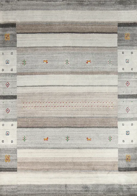 Little Animals Wool Gabbeh Indian Area Rug 5x8