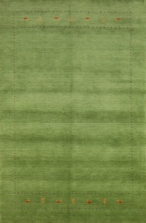 Green Wool Gabbeh Indian Area Rug 5x8