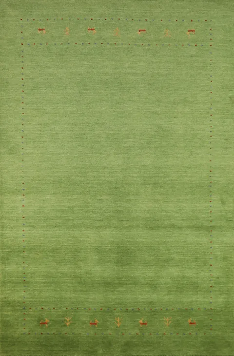 Tribal Green Gabbeh Indian Area Rug 5x8