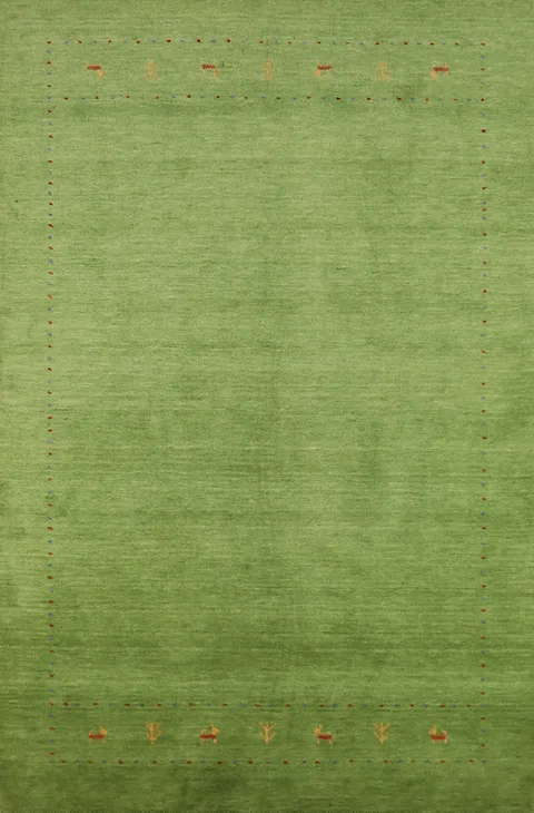 Handmade Green Gabbeh Indian Area Rug 5x8