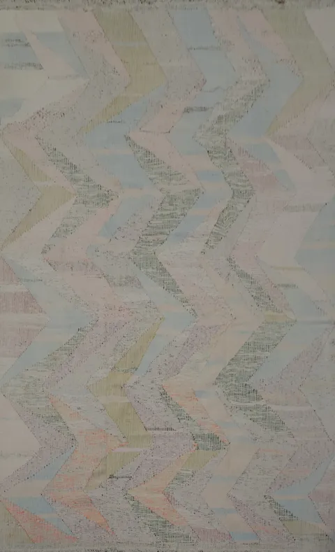 Pastel Chevron Pattern Kilim Area Rug 10x13 for Modern Home Decor