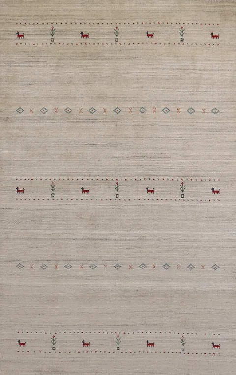 Little Animals Wool Gabbeh Indian Area Rug 5x8