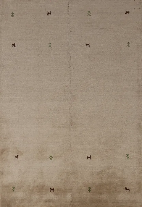 Handmade Wool Beige Gabbeh Indian Rug 5x6