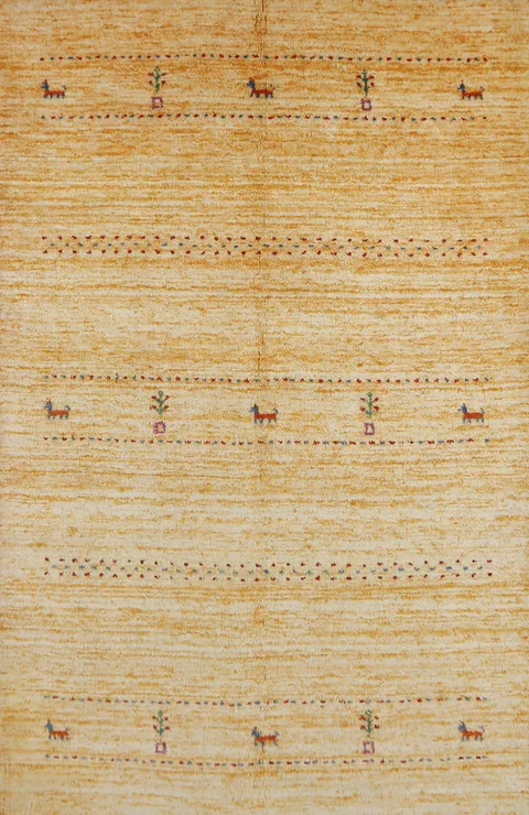 Yellow Wool Tribal Gabbeh Indian Rug 4x6