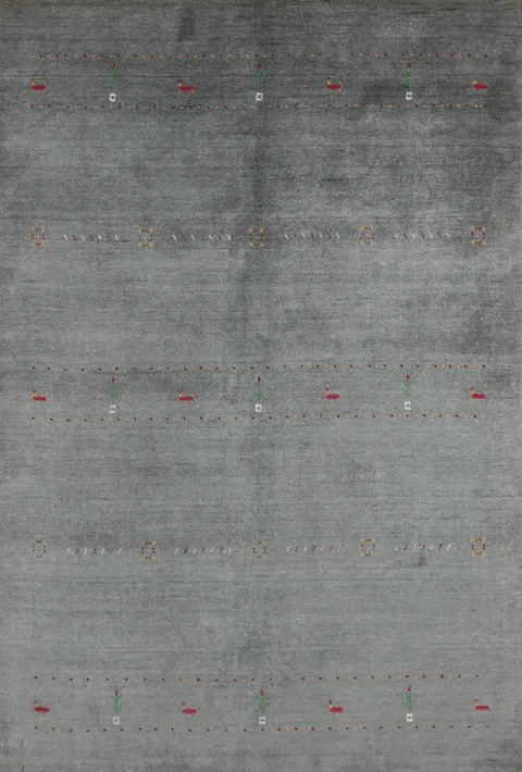 Slate Gray Wool Gabbeh Indian Area Rug 5x8