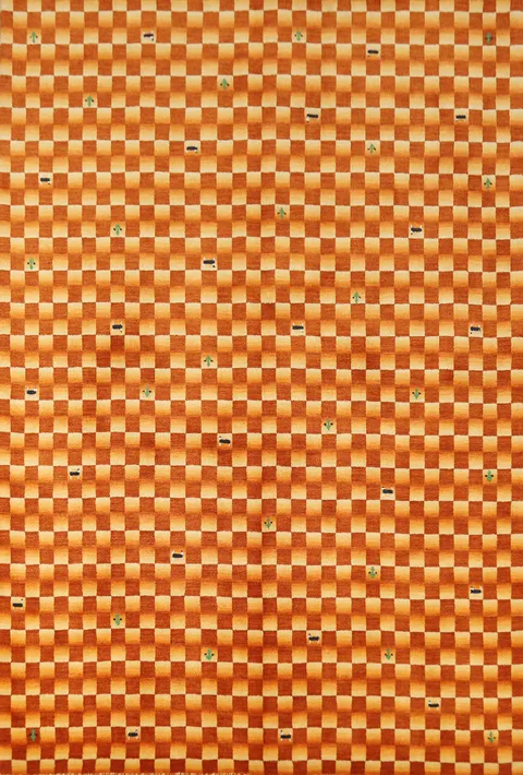 Checkered Wool Gabbeh Indian Area Rug 5x8