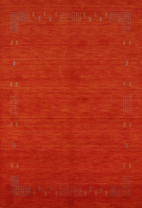 Orange Wool Handmade Gabbeh Indian Rug 5x6