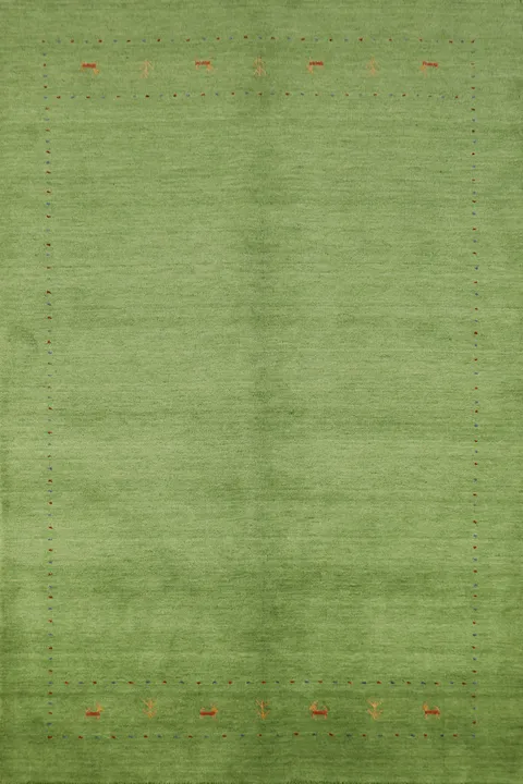 Little Animals Green Gabbeh Indian Area Rug 5x8