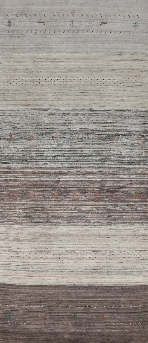 Gray Wool Gabbeh Indian Runner Rug 3x10