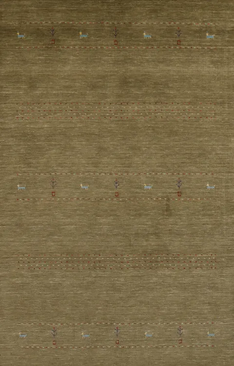 Tribal Green Wool Gabbeh Indian Area Rug 5x8