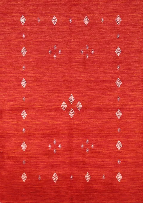 Rust Wool Gabbeh Indian Rug 5x6