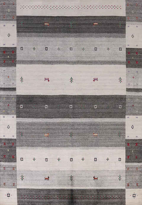 Little Animals Wool Gabbeh Indian Area Rug 5x8