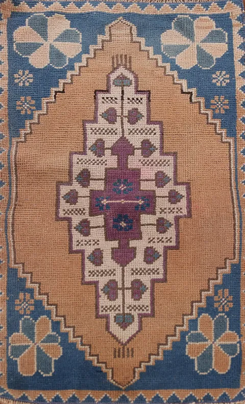 Geometric Wool Anatolian Oriental Accent Rug 2x4
