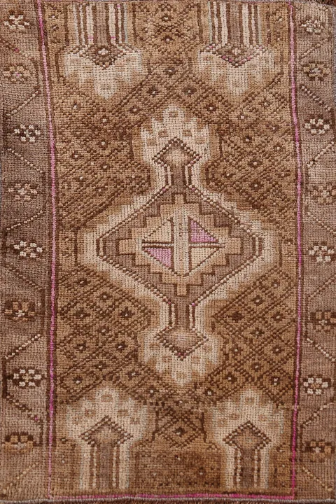Antique Look Geometric Anatolian Turkish Accent Rug 2x3