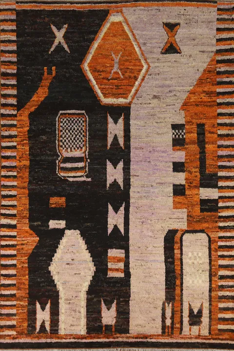 Geometric Wool Moroccan Oriental Area Rug 7x10