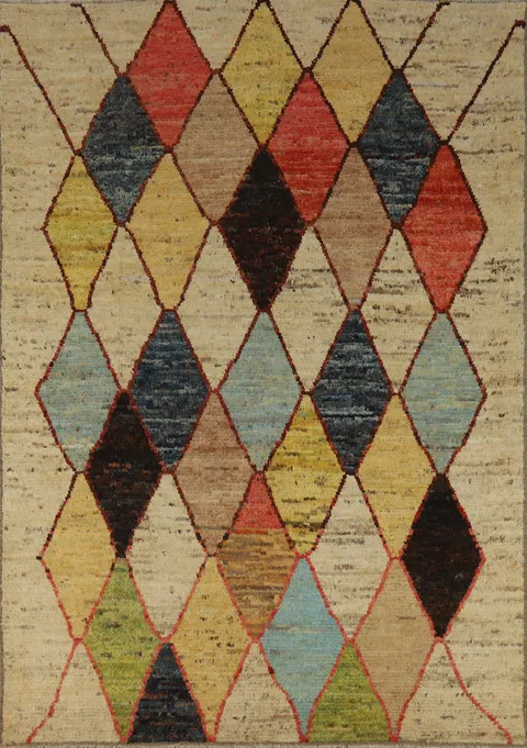 Handmade Trellis Wool Moroccan Oriental Area Rug 7x9