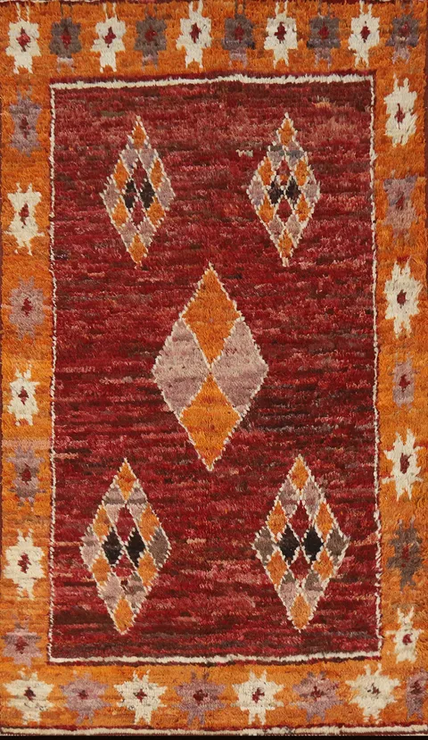 Geometric Wool Moroccan Oriental Rug 3x6