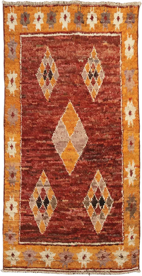 Geometric Wool Moroccan Oriental Rug 3x6