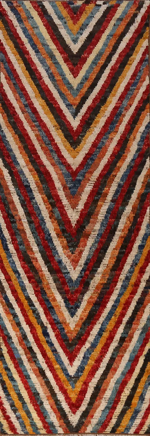 Chevron Wool Moroccan Oriental Runner Rug 3x10