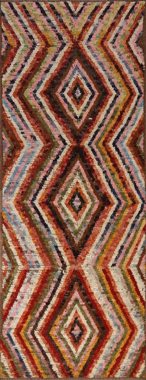 Geometric Moroccan Oriental Runner Rug 3x9