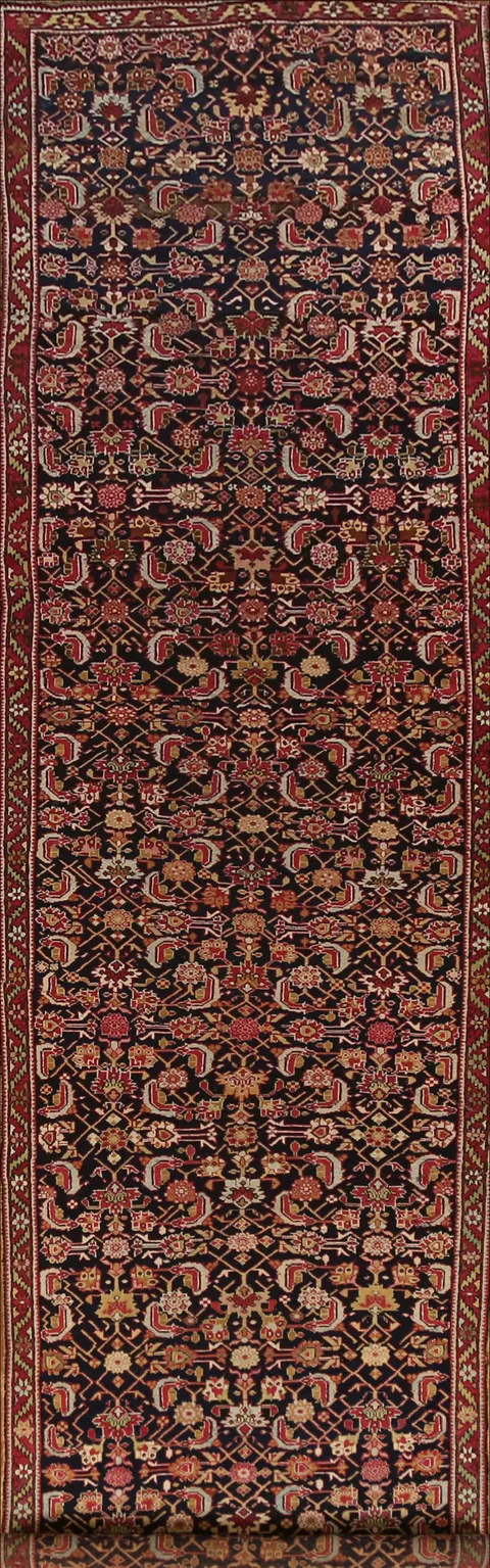 Pre-1900 Vegetable Dye Karabagh Persian Runner Rug 4x20
