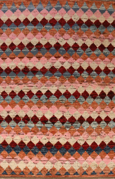 All-Over Trellis Wool Moroccan Oriental Area Rug 7x10