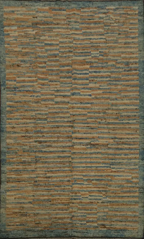 Striped Wool Moroccan Oriental Area Rug 7x10