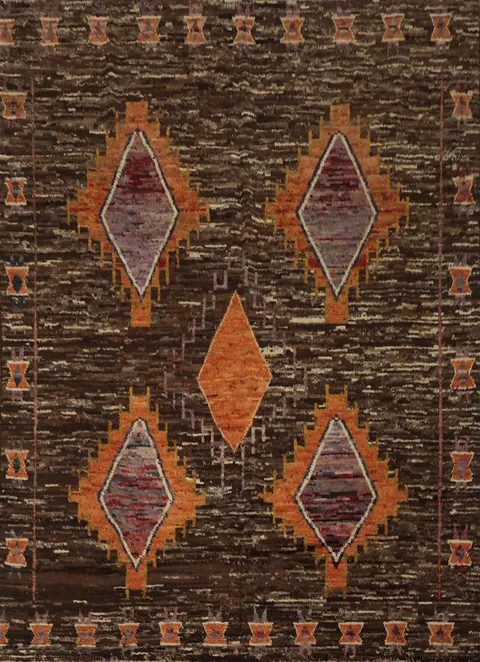 Bohemian Moroccan Area Rug 8x10 with Earthy Tones and Warm Designs