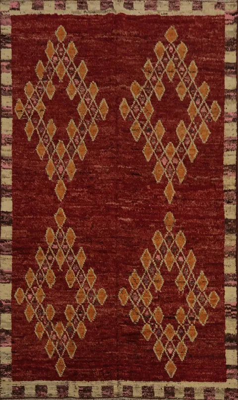 Red Geometric Moroccan Oriental Area Rug 7x10