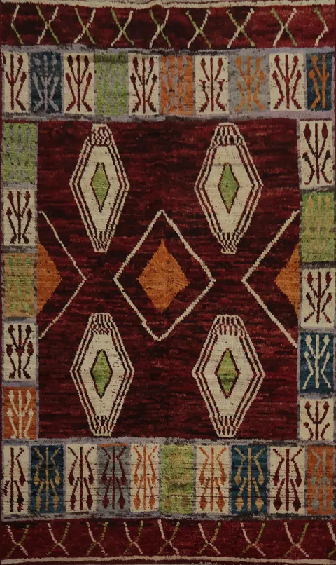 Red Geometric Moroccan Oriental Area Rug 7x10