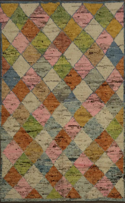Vibrant Moroccan Area Rug 7x10 with Multicolored Geometric Patterns