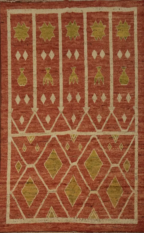 Artisan Moroccan Area Rug 7x10 with Bold Patterns in Earthy Tones