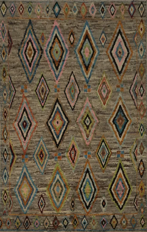 Diamonds Moroccan Area Rug 7x10 with Intricate Colorful Details