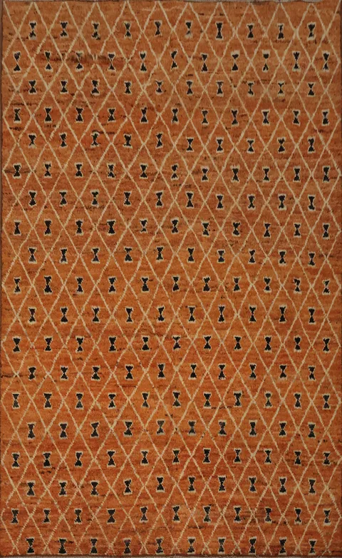 Elegant Orange Moroccan Area Rug 7x10 with Unique Patterns