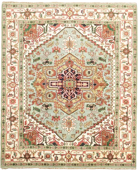 Light Blue Medallion Heriz Serapi Indian Area Rug 8x10