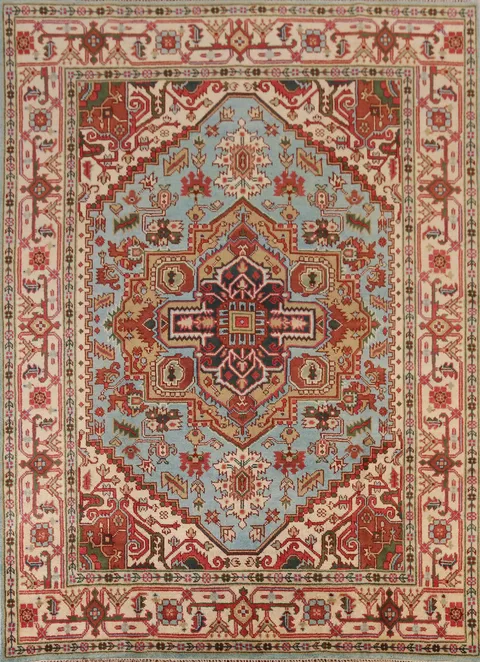 Light Blue Heriz Serapi Indian Area Rug 8x10