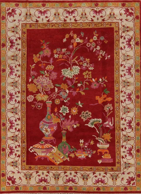 Red Floral Wool Heriz Serapi Indian Area Rug 8x10