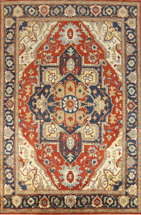 Medallion Heriz Serapi Indian Large Rug 10x14