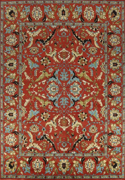 All-Over Orange Floral Heriz Serapi Indian Large Rug 12x15