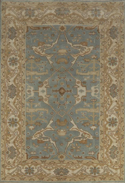 Blue Handmade Oushak Indian Area Rug 6x9