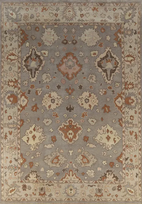 Gray Wool Handmade Oushak Indian Area Rug 9x12