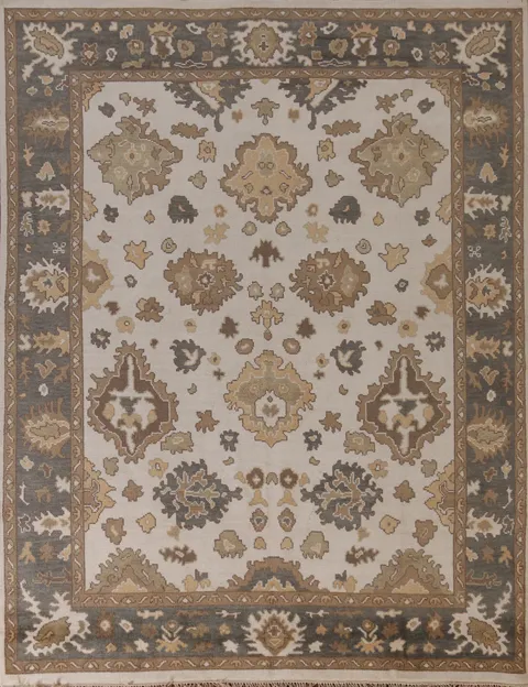 Ivory Wool Handmade Oushak Indian Area Rug 8x10