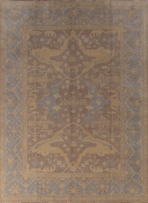 Earth Tone Brown Wool Oushak Indian Area Rug 8x10