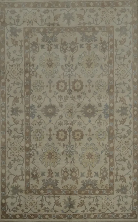 Exquisite Oushak Indian Area Rug 6x9 with Rich Earthy Color Palette