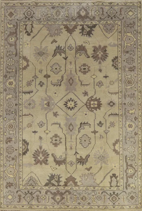 Earth Tone Wool Oushak Indian Area Rug 6x9