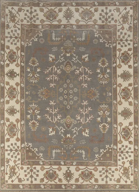 Gray Wool Handmade Oushak Indian Area Rug 9x12