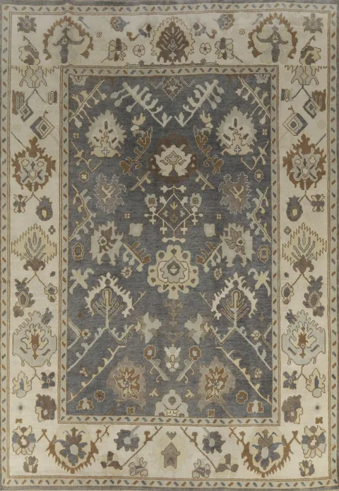 Slate Gray Wool Oushak Indian Area Rug 9x12