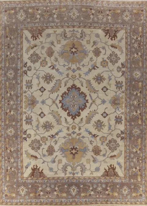 Earth Tone Wool Oushak Indian Large Rug 12x15