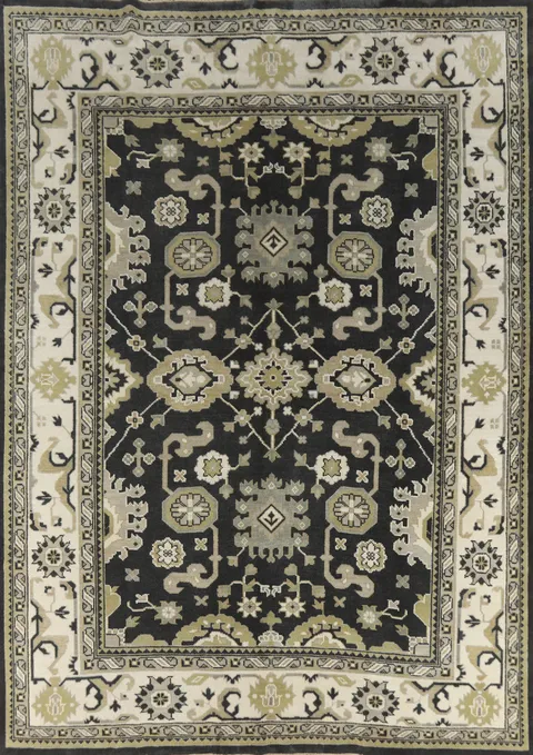 Black Wool Oushak Indian Area Rug 9x12