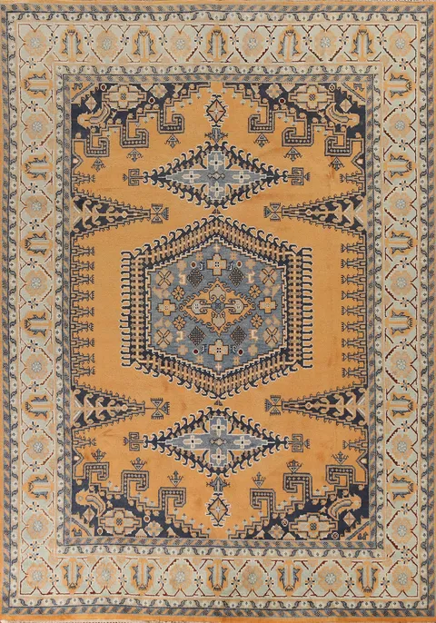 Geometric Wool Viss Indian Area Rug 9x12